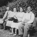 Jos b-184, Edward & harriet Pcikup, Millice Dawson (nee Pickup) on a bench